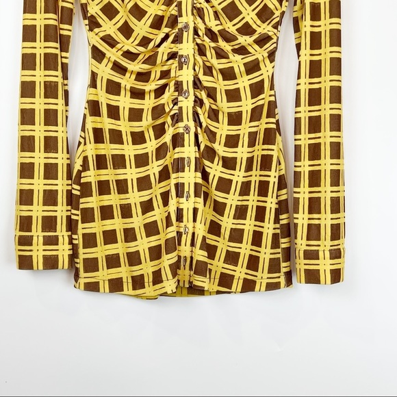 Long Sleeve Checked Button Down Mini Shirt  Dress - Picture 11 of 16